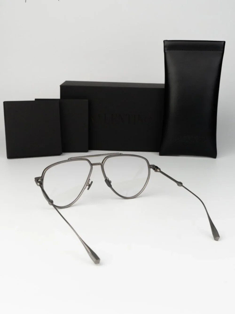 Valentino Women Eyeglasses Matte Black Rhodium Pilot V-STUD-II VLX-133 B NEW